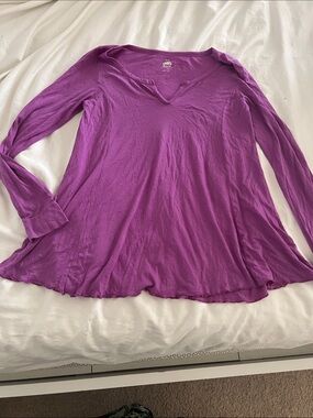 Roots Women's Magenta V-Neck Long-Sleeve Tunic